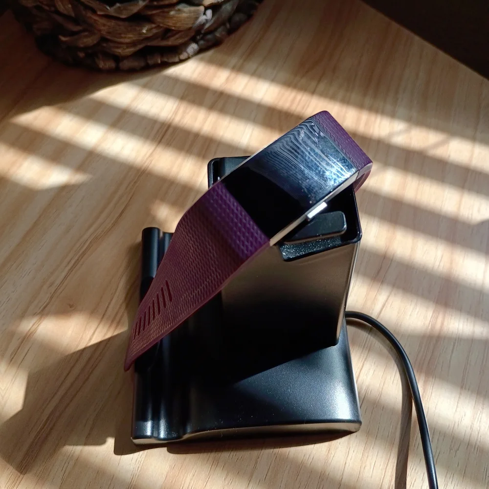 Fitbit Purple Silicone Fitness Tracker with Digital Display